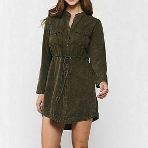 Velvet Heart Mineral Wash Utility Dress Olive